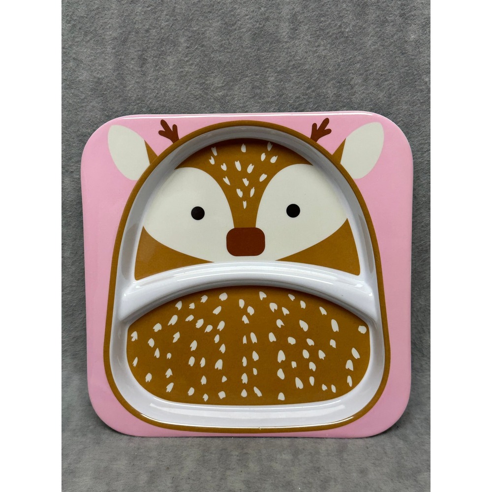 Daisy Deer Skip Hop Winter Zoo Divided Plate Pink Melamine BPA Free Dish